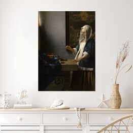 Plakat samoprzylepny Jan Vermeer "Ważąca perły" - reprodukcja