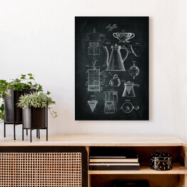 Obraz klasyczny Rytuał parzenia kawy. Czarno biały plakat do kuchni