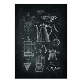 Plakat samoprzylepny Rytuał parzenia kawy. Czarno biały plakat do kuchni