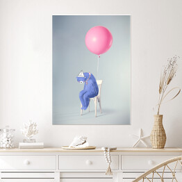 Plakat Niebieski miś z balonem
