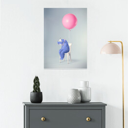 Plakat samoprzylepny Niebieski miś z balonem