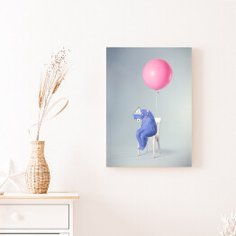 Obraz na płótnie Niebieski miś z balonem