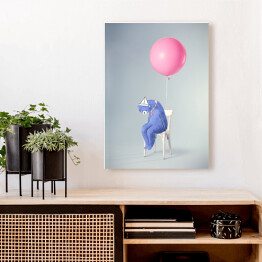 Obraz na płótnie Niebieski miś z balonem