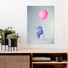 Plakat Niebieski miś z balonem