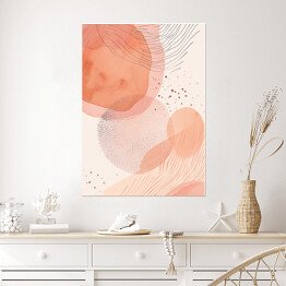 Plakat samoprzylepny Akwarelowa kompozycja geometryczna w ciepłej tonacji