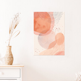 Plakat samoprzylepny Akwarelowa kompozycja geometryczna w ciepłej tonacji