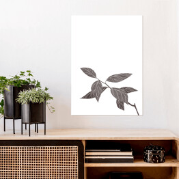 Plakat samoprzylepny Gałązka z rysowanymi liśćmi - ilustracja