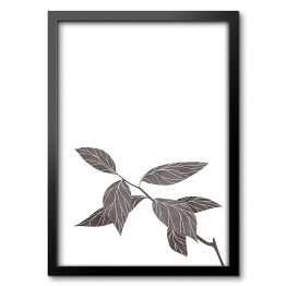 Obraz w ramie Gałązka z rysowanymi liśćmi - ilustracja