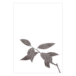 Plakat Gałązka z rysowanymi liśćmi - ilustracja