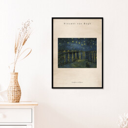 Plakat w ramie Vincent van Gogh "Gwiaździsta noc nad Rodanem" - reprodukcja z napisem. Plakat z passe partout