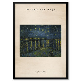 Obraz klasyczny Vincent van Gogh "Gwiaździsta noc nad Rodanem" - reprodukcja z napisem. Plakat z passe partout