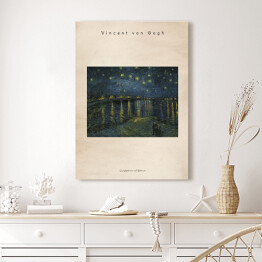 Obraz na płótnie Vincent van Gogh "Gwiaździsta noc nad Rodanem" - reprodukcja z napisem. Plakat z passe partout