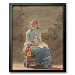 Obraz w ramie Winslow Homer Młoda kobieta szyjąca Reprodukcja