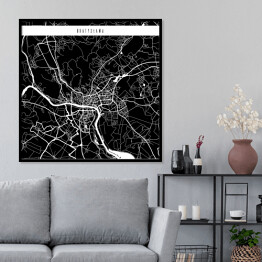 Plakat w ramie Mapy miast świata - Bratysława - czarna