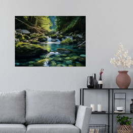 Plakat samoprzylepny Leśny strumień krajobraz