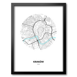Obraz w ramie Mapa Krakowa w kole