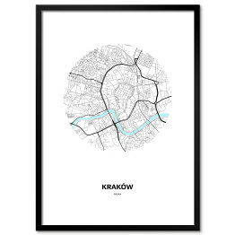 Plakat w ramie Mapa Krakowa w kole