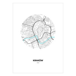 Plakat samoprzylepny Mapa Krakowa w kole
