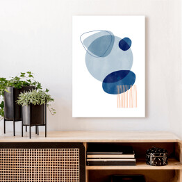 Obraz na płótnie Niebiesko beżowa abstrakcja z błękitnym kołem