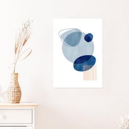 Plakat Niebiesko beżowa abstrakcja z błękitnym kołem