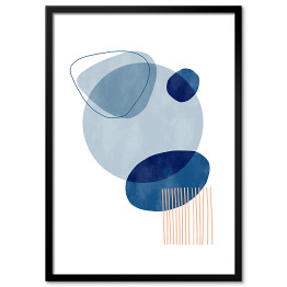 Plakat w ramie Niebiesko beżowa abstrakcja z błękitnym kołem