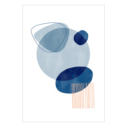 Plakat Niebiesko beżowa abstrakcja z błękitnym kołem