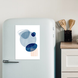 Magnes dekoracyjny Niebiesko beżowa abstrakcja z błękitnym kołem