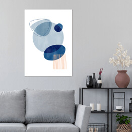 Plakat samoprzylepny Niebiesko beżowa abstrakcja z błękitnym kołem
