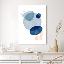Obraz na płótnie Niebiesko beżowa abstrakcja z błękitnym kołem