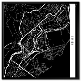 Plakat w ramie Mapa miast świata - Monako - czarna