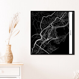 Plakat w ramie Mapa miast świata - Monako - czarna