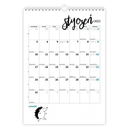 Kalendarz minimalistyczny z jeżami