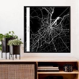Obraz w ramie Mapy miast świata - Belfast - czarna
