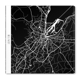 Obraz na płótnie Mapy miast świata - Belfast - czarna