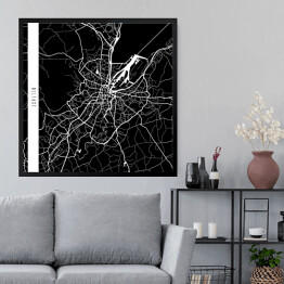 Obraz w ramie Mapy miast świata - Belfast - czarna