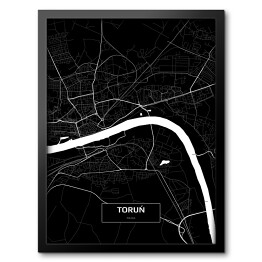 Obraz w ramie Mapa Torunia czarno-biała