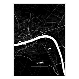 Plakat samoprzylepny Mapa Torunia czarno-biała