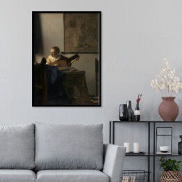 Plakat w ramie Jan Vermeer Młoda kobieta z lutnią Reprodukcja