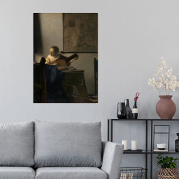Plakat Jan Vermeer Młoda kobieta z lutnią Reprodukcja
