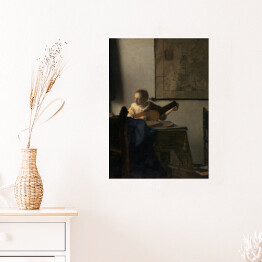 Plakat Jan Vermeer Młoda kobieta z lutnią Reprodukcja