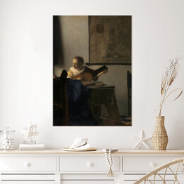 Plakat samoprzylepny Jan Vermeer Młoda kobieta z lutnią Reprodukcja