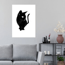 Plakat Czarny kot z długimi wąsami