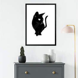 Obraz w ramie Czarny kot z długimi wąsami