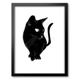 Obraz w ramie Czarny kot z długimi wąsami