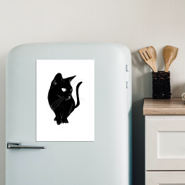 Magnes dekoracyjny Czarny kot z długimi wąsami