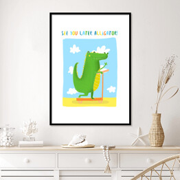 Plakat w ramie Uśmiechnięty krokodyl
