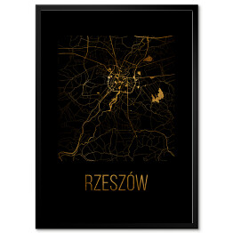 Obraz klasyczny Czarno złota mapa - Rzeszów