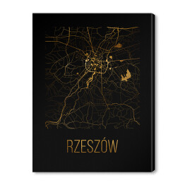 Obraz na płótnie Czarno złota mapa - Rzeszów