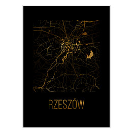 Plakat Czarno złota mapa - Rzeszów