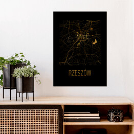 Plakat Czarno złota mapa - Rzeszów